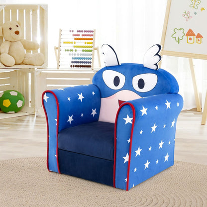 Fauteuil Bébé En Velours Cadre En Bois Patins Antidérapants Canapé Enfants 0-5 Ans Motif Aile